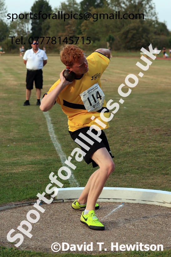 Shot putt, 2025 NEGP No 6 Monkton, Wednesday, August 13th.  Photo: David T. Hewitson/Sports for All Pics